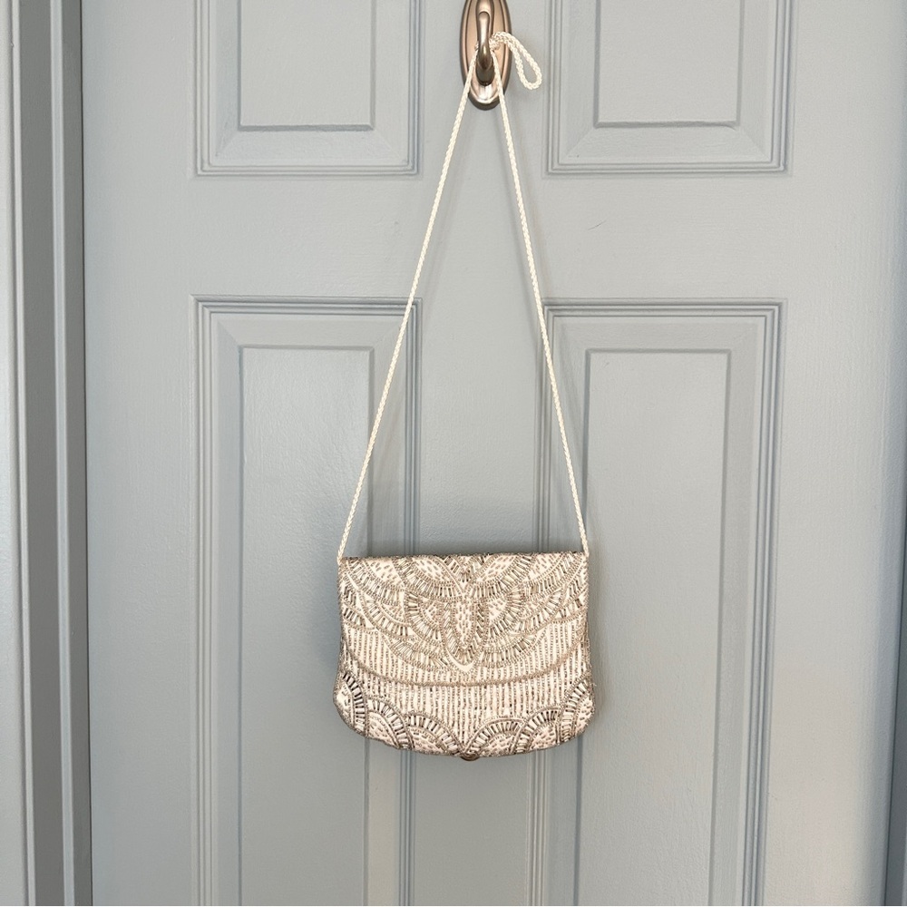 Vintage Metallic Beaded Crossbody Clutch Purse - Picture 2 of 6